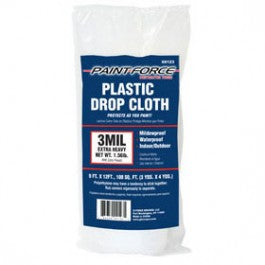 Paint-Force 9' X 12' 3 Mil Plastic Drop Cloth